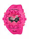 Casio Digital Men's Watch Battery with Pink Rubber Strap
