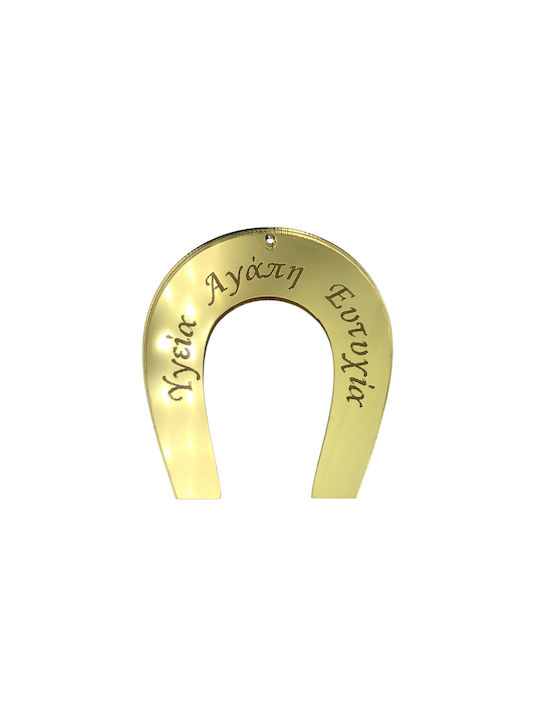 Suspendata Amulet Potcoavă Auriu din Plexiglas 5.4x6cm 2buc