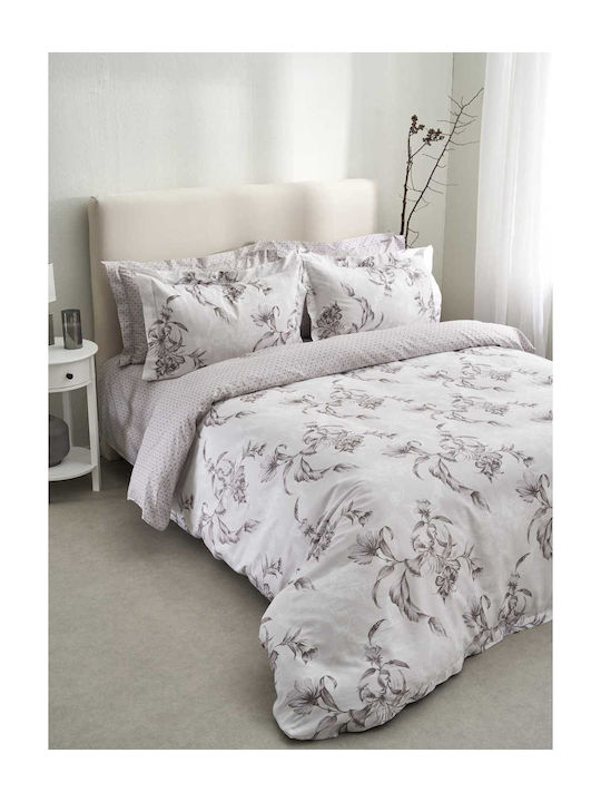 Vesta Home Σετ Παπλωματοθήκη 170x240cm Μονή με Μαξιλαροθήκη Victoria Λευκή