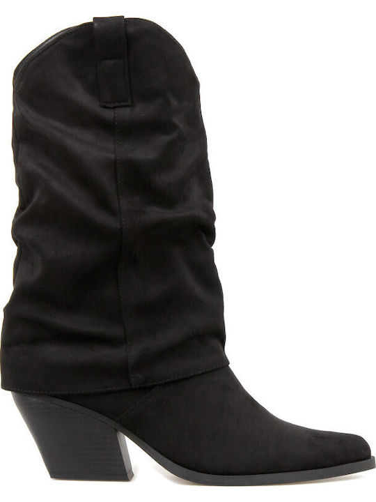 Suede Cowboy Boots Black