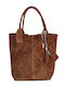 Women's Shoulder Bag Suede Brown bgset-09222-cml