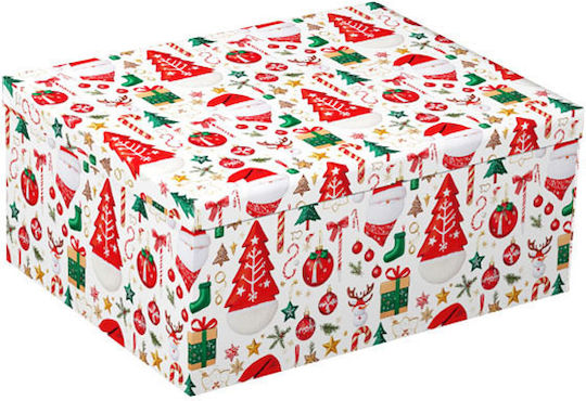 Cutie De Ambalaj Din Hârtie Xmas Alb-Roșu 34x26x15,5cm Voucher Cadou 17160-10