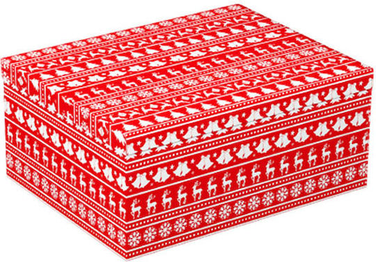 Кутия За Опаковане Хартия Xmas Червено-Бяло 32.5x24.5x14.5см Подарък 17159-9