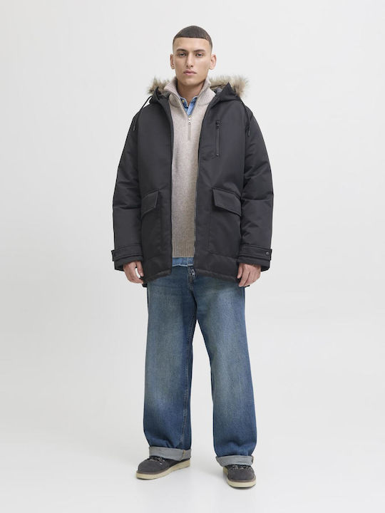 Geacă Parka de Iarnă Antivânt Neagră