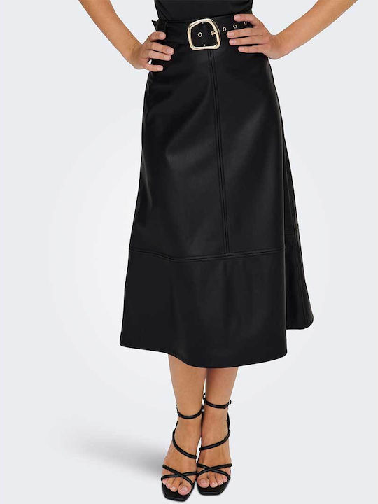 Jdy Leder Midi Rock Black