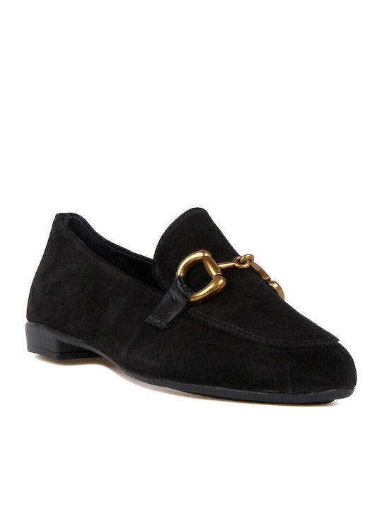 Leather Women's Loafers in Black Color