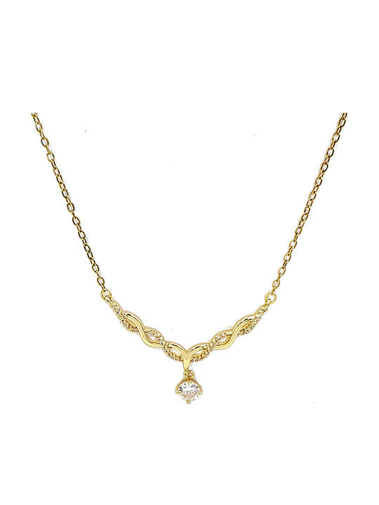 Fhs Jewlery Κολιέ Πλεκτό Επιχρυσωμένο με Ζιργκόν