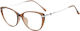 Techsuit Anti-blue Light Glasses Reflex Pc 86162 Women Round Tr90&metal Frame Ac Lens Silver Brown