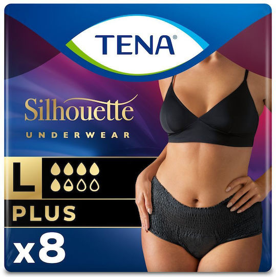 Tena Plus Πάνες Ακράτειας Large σε Μαύρο Χρώμα 8τμχ