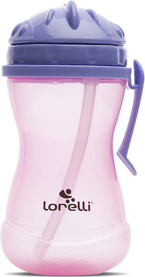 Lorelli Παιδικό Ποτηράκι με Λαβές και Καλαμάκι από Πλαστικό Μωβ 350ml