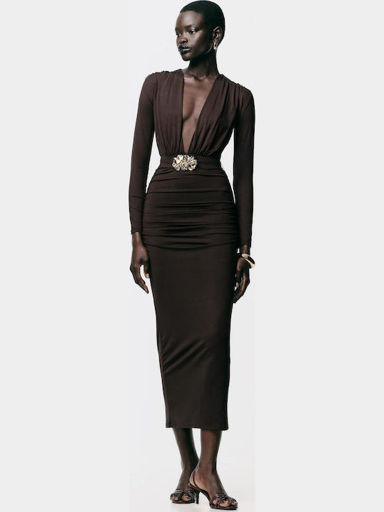New Fashion Rochie Tricotată De Seară Maro