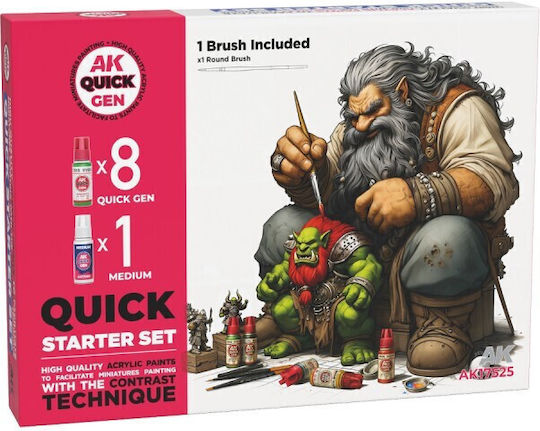 Quick Gen Quick Starter 1 Brush Σετ Χρώματα Μοντελισμού 18ml 9τμχ