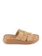 Кожени Дамски Сандали Flatforms Кафяв