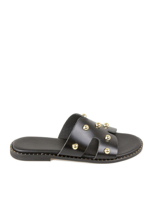 Silia D Leather Women's Flat Sandals in Black C...