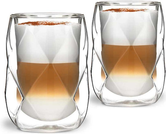 Vialli Design Set Brillen Wasser / Kaffee / Freddo Glas Braune 350ml 2Stücke