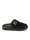 Leder Flache Sandalen für Damen Flatforms in Schwarz Farbe