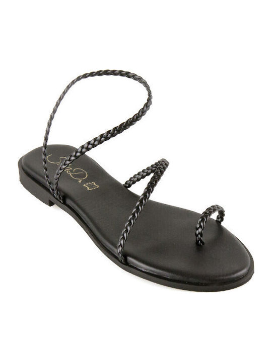 Silia D Leather Women's Flat Sandals in Black C...