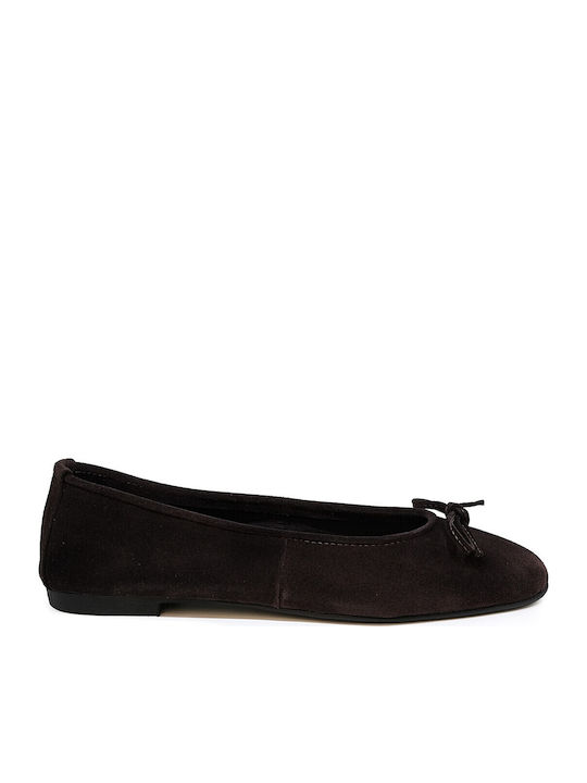Bigshoes Lederne Damen Ballerinas in Braun Farbe