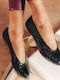 Patent Leather Leopard Ballerinas Black