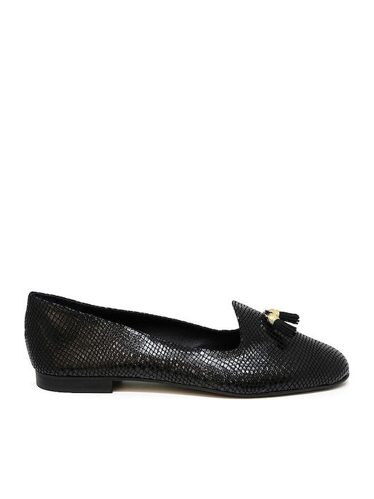 Lederne Damen Ballerinas in Schwarz Farbe