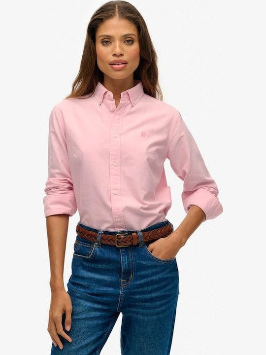 Superdry Long Sleeve Women's Cotton Shirt Pink