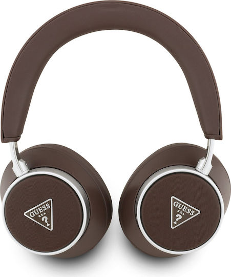 Guess Saffiano Triangle Logo Безжични Bluetooth Over Ear Слушалки Кафяви