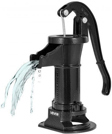 Manual Water Pump Canister Vevor Well Maximum Lift 25 Ft Manual Water Pump Cast Iron Antique Connection Npt 1-1/4 In Easy Installation Old Style Outdoor Garden Lake Yard Farm Black