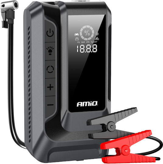 AMiO Portable Car Battery Starter 12000mAh with Power Bank USB Flashlight 12V
