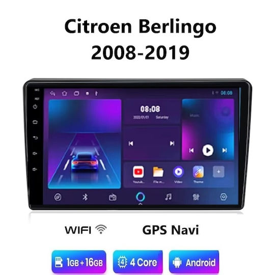 Car Audio System for Citroen Berlingo 2008-2019 (Bluetooth/USB/WiFi/GPS/Apple-Carplay/Android-Auto) with Touch Screen 9"