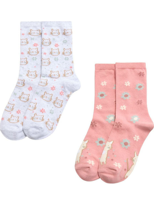 Ysabel Mora Kindersocken Γκρι-σκ. Ροζ 2 Paar