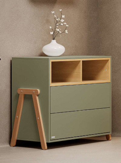 Dulap cu Sertare pentru Bebeluși cu 2 Sertare Verde 98x50x86cm