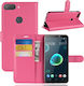 Leather Horizontal Flip Case Litchi Texture Htc Desire 12+ Wallet Stand And Card Slots Red Rose