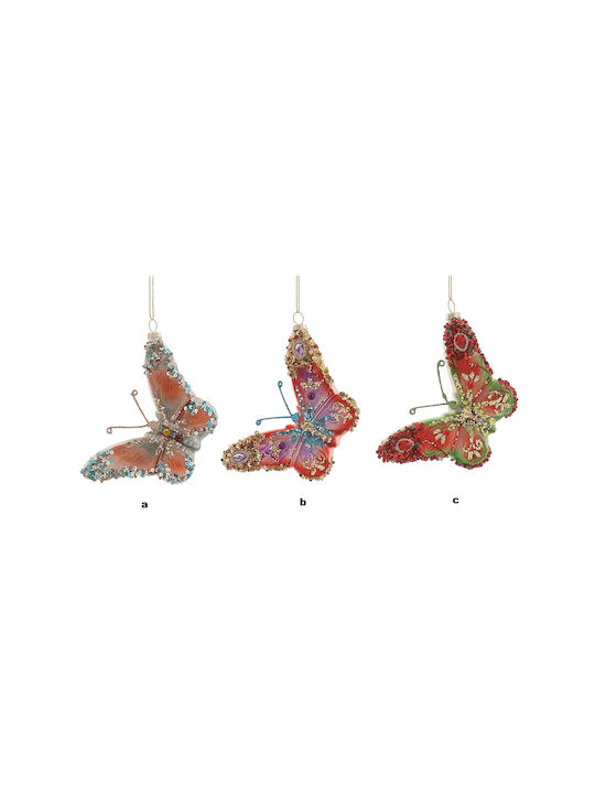 Christmas Glass Butterfly Ornament Decorated Beads 8 Cm Vetur 22844
