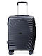 Nautica Medium Travel Suitcase Hard Black with 4 Wheels Height 65cm