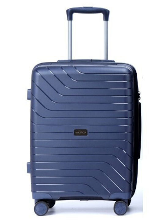 Nautica Medium Travel Suitcase Hard Blue with 4 Wheels Height 65cm