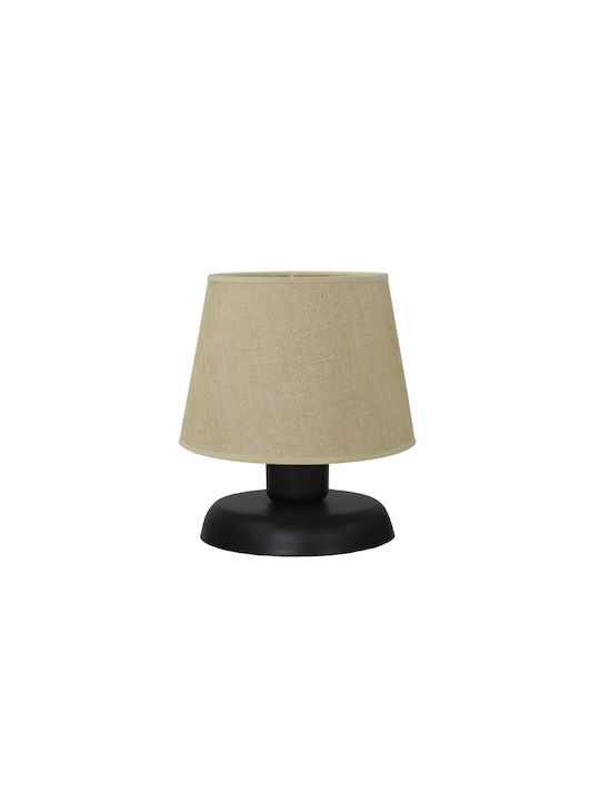Heronia Table Lamp for Socket E27 with Beige Shade and Black Base
