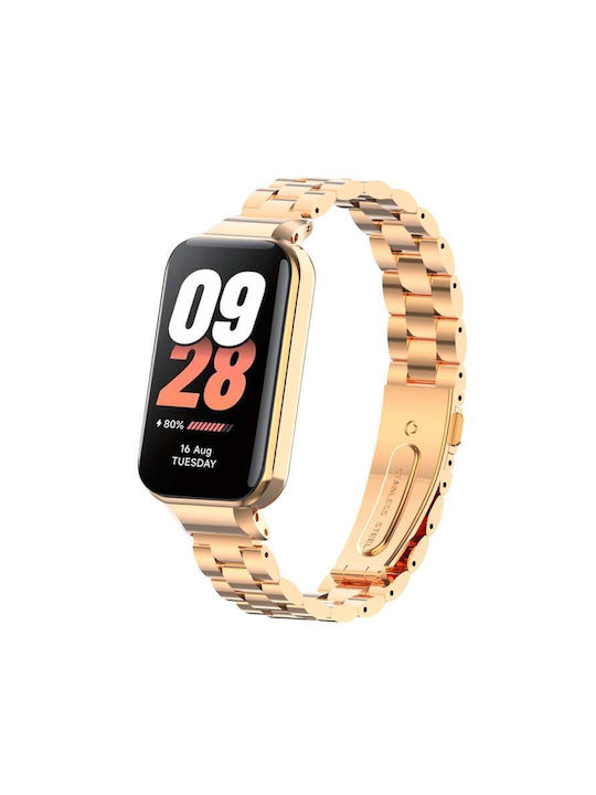 Метална Кайшка За Часовник Три Мъниста Redmi Band 2 Xiaomi Smart Band 8 Active Розово Злато
