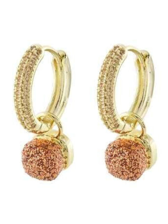 Loisir Earrings Hoops Gold Plated with Stones Loisir Earrings Hoops Gold Plated with Stones