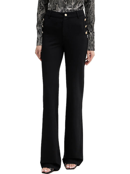 Women's Fabric Trousers Flared Black