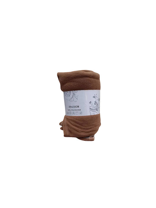 Marwa Κουβέρτα Fleece Διπλή 200x230εκ. Καφέ