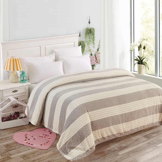 Lucktora Pop Κουβέρτα Fleece Υπέρδιπλη 220x240εκ. Γκρι Ανοιχτό