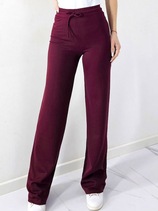 Ψηλόμεσο Παντελόνι Φόρμας Καμπάνα Burgundy