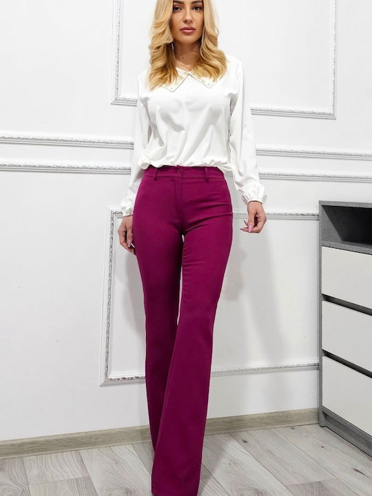 Dama Talie înaltă Tesatura Pantaloni Evazați cu Croială Slim Violet