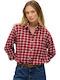 Flannel Μακρυμάνικο Γυναικείο Πουκάμισο Burgundy Check Καρό