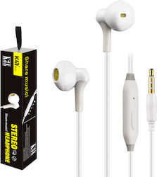 Kin Vale K38 In-ear Handsfree Ακουστικά με Βύσμα 3.5mm Λευκό