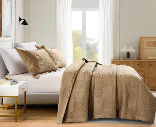 Liolios Home Palmira Coverlet Queen Size from Polyester Lt Coffee 220x240cm