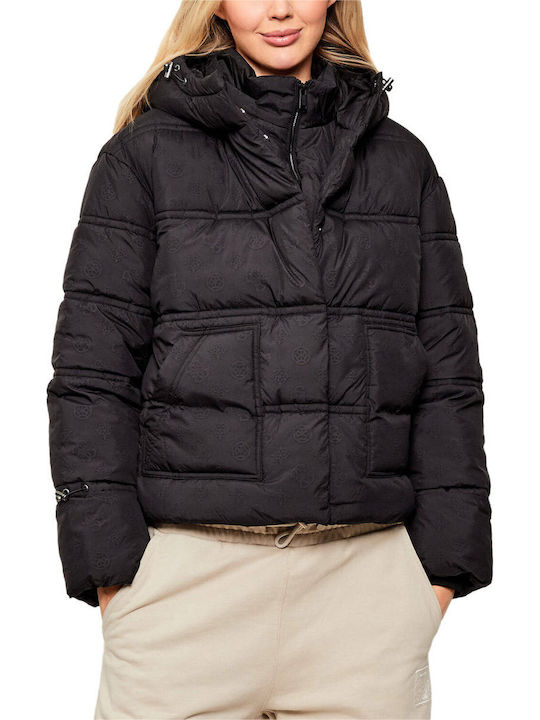 Daisy Crop Γυναικείο Puffer Μπουφάν για Χειμώνα Μαυρο