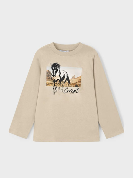 Mayoral Kids' Shirt Long Sleeve Beige Mini