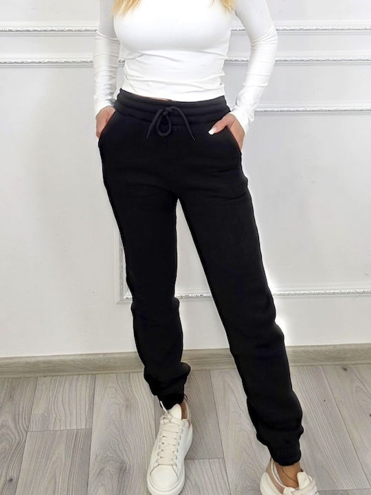 Dama Tesatura Pantaloni cu Elastic Negru