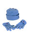 Kids Beanie Set with Gloves Fleece Blue